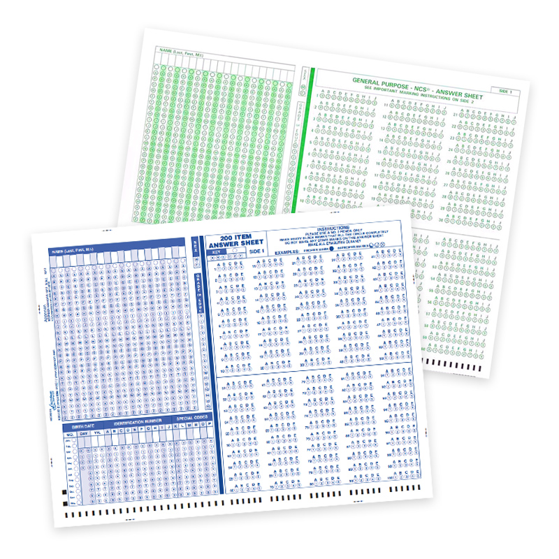 Blue or Green Test Sheets