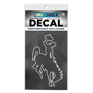 CDI Corp. Colorshock™ Large White Outline Bucking Horse Car Decal - main view