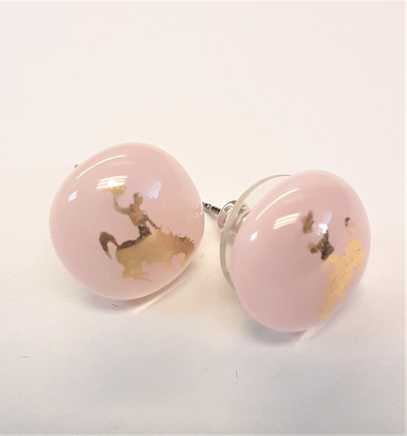Godyssey Glass Pink Bucking Horse Earrings (SKU 129757851183)