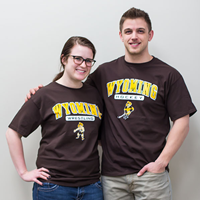 Brown Wyoming Sports Tee with Pistol Pete