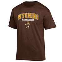 Brown Wyoming Sports Tee with Pistol Pete