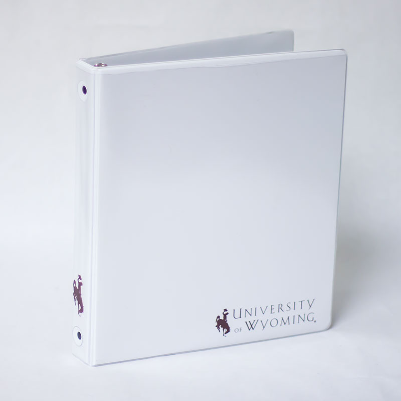 White Clear View Binder with UW Logo