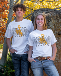 2D. Champion® University of Wyoming Mesh Texture Bucking Horse Tee