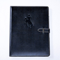 Contranst Stitch with Closure Bucking Horse Padfolio