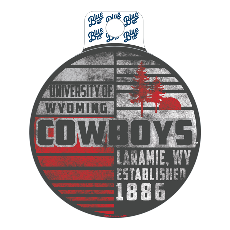 Blue 84® Circle Offset Stripes Wyoming Cowboys Sticker (SKU 140276421584)