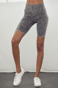 Ladies Mineral Wash Biker Shorts (Non-Logoed)