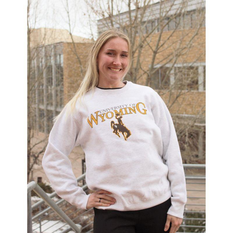 CI Sport® Throwback University of Wyoming Branded Bucking Horse Crew (SKU 141328961167) CI Sport® Throwback University of Wyoming Branded Bucking Horse Crew - main view