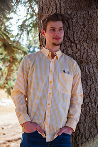 Antigua® UW Alumni Checkered Long Sleeve Button Down