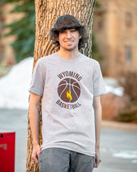 Wyoming Basketball Tee with Bucking Horse