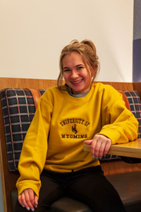 CI Sport®  Arched University of Wyoming with Bucking Horse Crew -  mustard