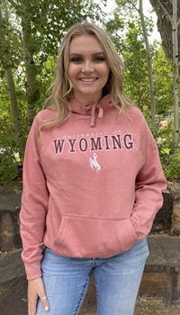 CI Sport® Hood Raglan Embroidered University of Wyoming Bucking Horse
