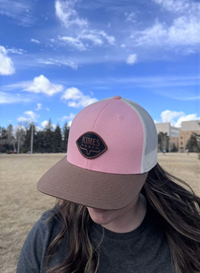 Kimes Ranch® Leather Patch with Mesh Back Trucker Cap -  pinkbrown