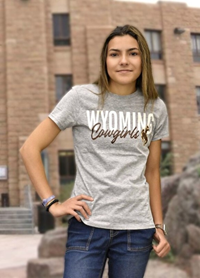 Champion® Wyoming Sparkle Over Cowboys Bucking Horse tee