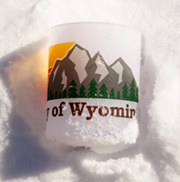15 oz University of Wyoming with Sunset Mountains Frosted Glass