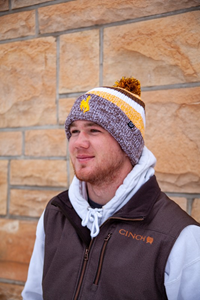 Zephyr® Striped Bucking Horse Pom Beanie