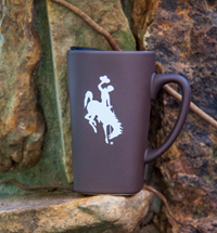 16 oz Bucking Horse Brown Ceramic Mug with Lid