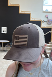 Range Leather Patch American Flag with Mesh Back Cap