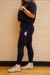 Kady Luxe® Navy Blue Leggings with Bucking Horse Pocket