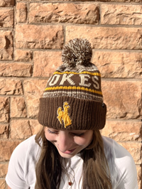 Zephyr® Pokes Stripe Heathered Beanie with Pom