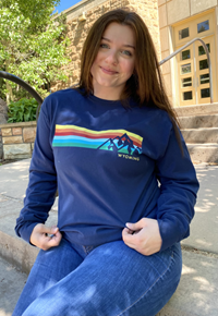 Comfort Wash® L/S Multicolor Stripe with Mountains over Wyoming