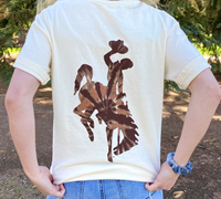 Comfort Wash® Tee Arched Wyoming over Bucking Horse Tie-Dye with Bucking Horse on back -  1