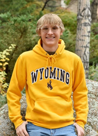 CI Sport® Twill Wyoming Over Bucking Horse Arched Hoodie -  gold