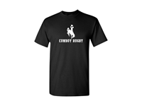 Tee S/S Bucking Horse Over Cowboy Rugby -  black