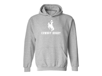 Hood Bucking Horse Over Cowboy Rugby -  grey