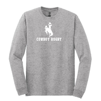 Tee L/S Bucking Horse Over Cowboy Rugby -  grey