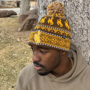 Zephyr® Bucking Horse Diamond Patterned Beanie with Pom