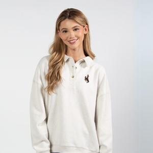Chicka-D® Women's 1/4 Pullover Cloud Fleece Bucking Horse Left Chest