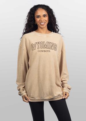 Chicka-D® Women's Corded Crew Wyoming Outline over Cowboys