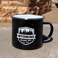 RFSJ® Mug Stainless SIlver Rim Laramie, WY Trees