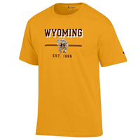 Champion® Block Font Wyoming Over Vintage Guns Up Pistol Pete Tee