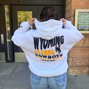 Champion® Back Wyoming Estd. 1886 Bucking Horse Cowboys Back Hit Sweatshirt