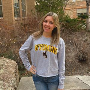Champion® Women's L/S Tee Boyfriend Arched Wyoming over Bucking Horse