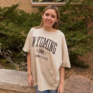 Champion® Distressed Oversized Wyoming Est. 1886 Tee