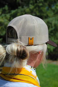 Alexis Drake Trucker Cap with Leather Patch UW Engraved