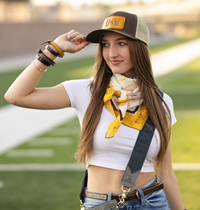 Alexis Drake Trucker Cap with Leather Patch UW Engraved