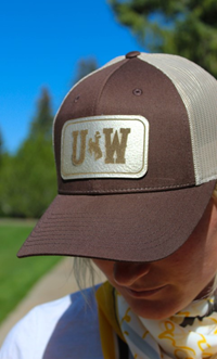 Alexis Drake Trucker Cap with Leather Patch UW Engraved