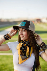 Alexis Drake Trucker Cap with Leather Patch UW Engraved