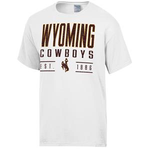 Champion® Comfort Wash Distressed Wyoming Cowboys Est 1886 Tee