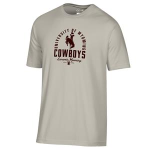 Gear® Univsersity of Wyoming Arched Over BH Cowboys with Script Laramie Wyoming Est 1886 Tee