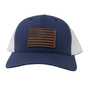 Range Leather American Flag Leather Patch Navy Cap -  1
