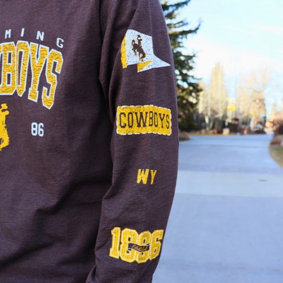 New Era® Wyoming Cowboys with Sleeve Print Long Sleeve Tee -  1