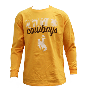 University Store® Wyoming Cowboys Script over Bucking Horse Long Sleeve Tee