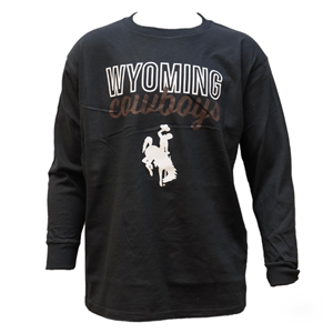 University Store® Wyoming Cowboys Script over Bucking Horse Long Sleeve Tee -  1