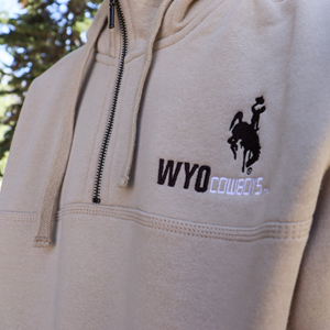 CI Sport® Bucking Horse over Wyoming Cowboys 1/4 Zip Hoodie -  1