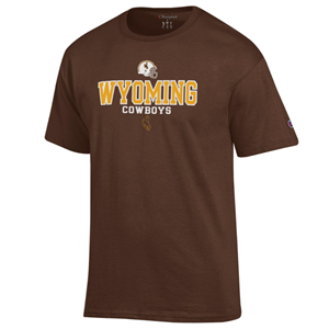 Champion® Football Helmet over Wyoming Cowboys Tee - main view