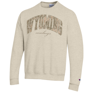 Champion® Camo Letters Wyoming over Script Cowboys Crew - main view